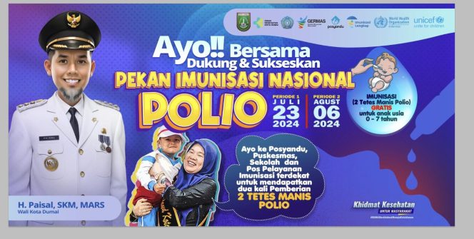 
					Kadiskes Dumai Ajak Masyarakat Dukung dan Sukseskan Pekan Imunisasi Nasional Polio