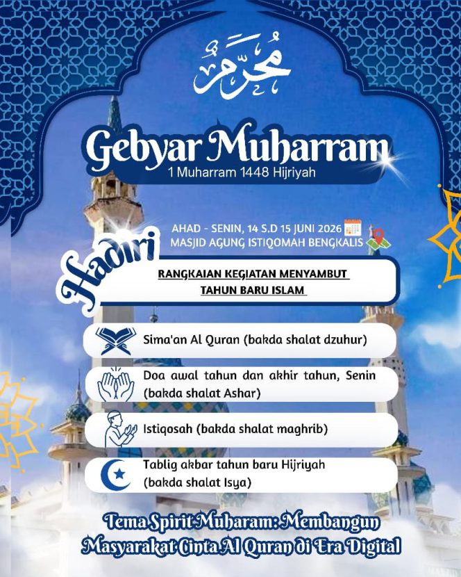 
					Sambut Tahun Baru Islam 1448 H, Masjid Agung Istiqomah Bengkalis Gelar Sima’an Al-Qur’an hingga Tausiah Agama